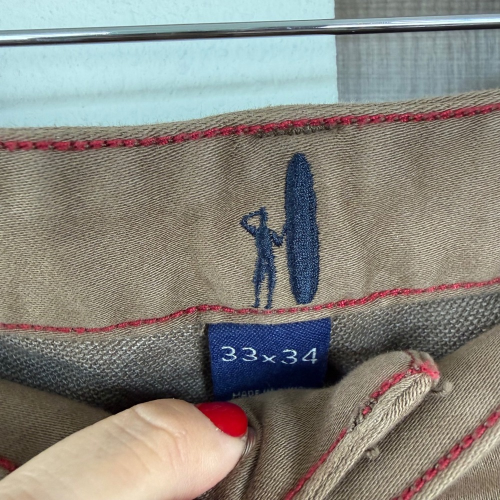 Johnnie O Khaki Brown Terry Cloth 5 Pocket Pants Stretch Size 33 - Picture 11 of 13